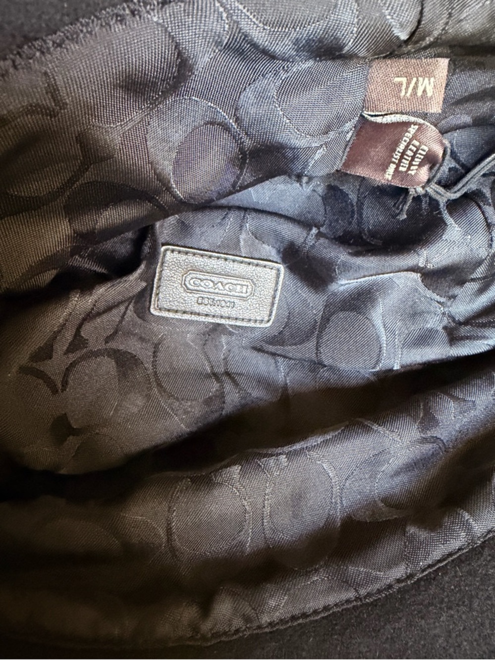 NWT COACH Vintage Woman's Black Wool Turnlock Bucket Hat Size M/L - Picture 6 of 7